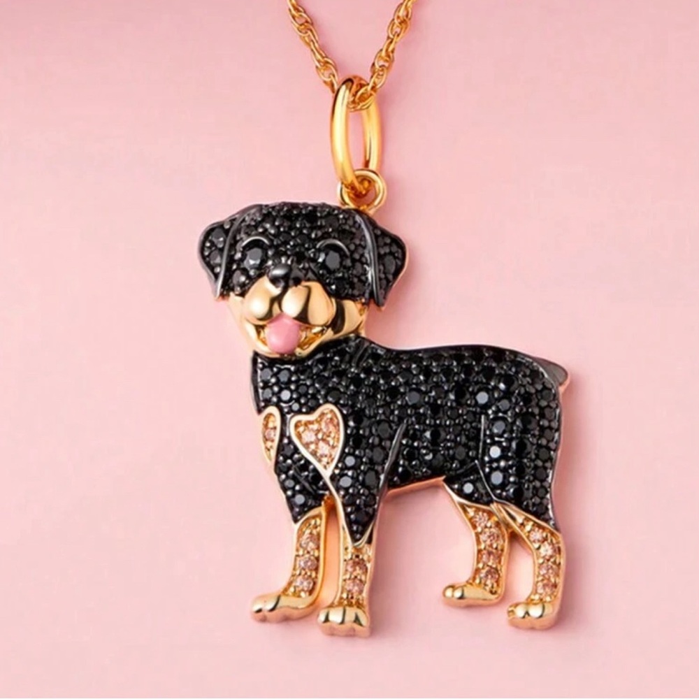 Rottweiler Rhinestone Necklace‎ - Picture 2 of 3
